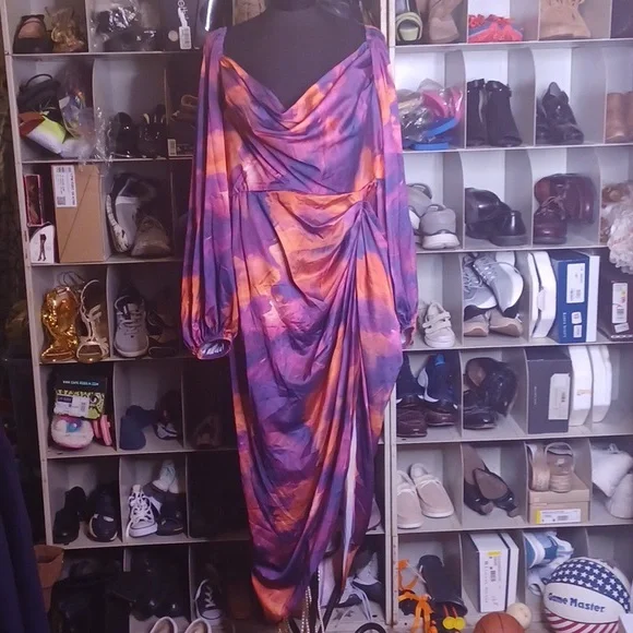 New Shein Bae Curve purple print sexy dress size 3xl - Picture 1 of 4